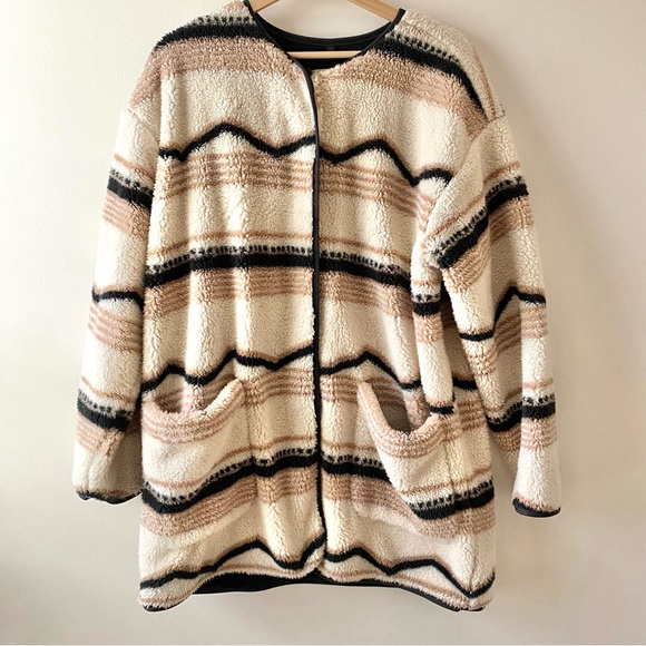 LOFT Lou & Grey Ski Lodge Cozy Up Coat Sherpa Fleece Oversized Women’s Large - Picture 4 of 12